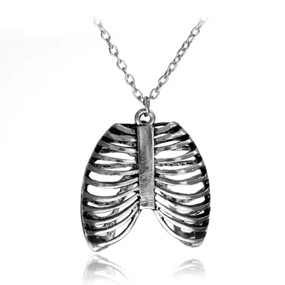 SKULL rib cage necklace.  Goth ,punk ,edgy